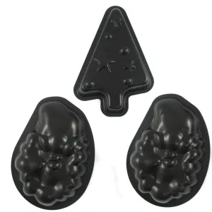 3 Christmas Holiday Cookie Cutters Santa Tree Star Shapes Cake Mold Decorating