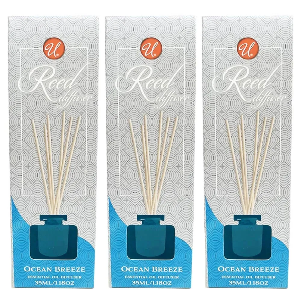 3 Ocean Breeze Reed Diffusers Stick Essential Oil Air Diffuser Home Office Decor