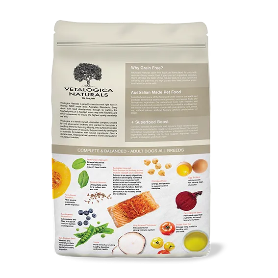 4 x 100g Vetalogica Naturals Grain Free Salmon Adult Dog Food SAMPLES