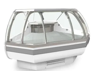 47"D Outside Corner Refrigerated Case, Lift-up Front Glass