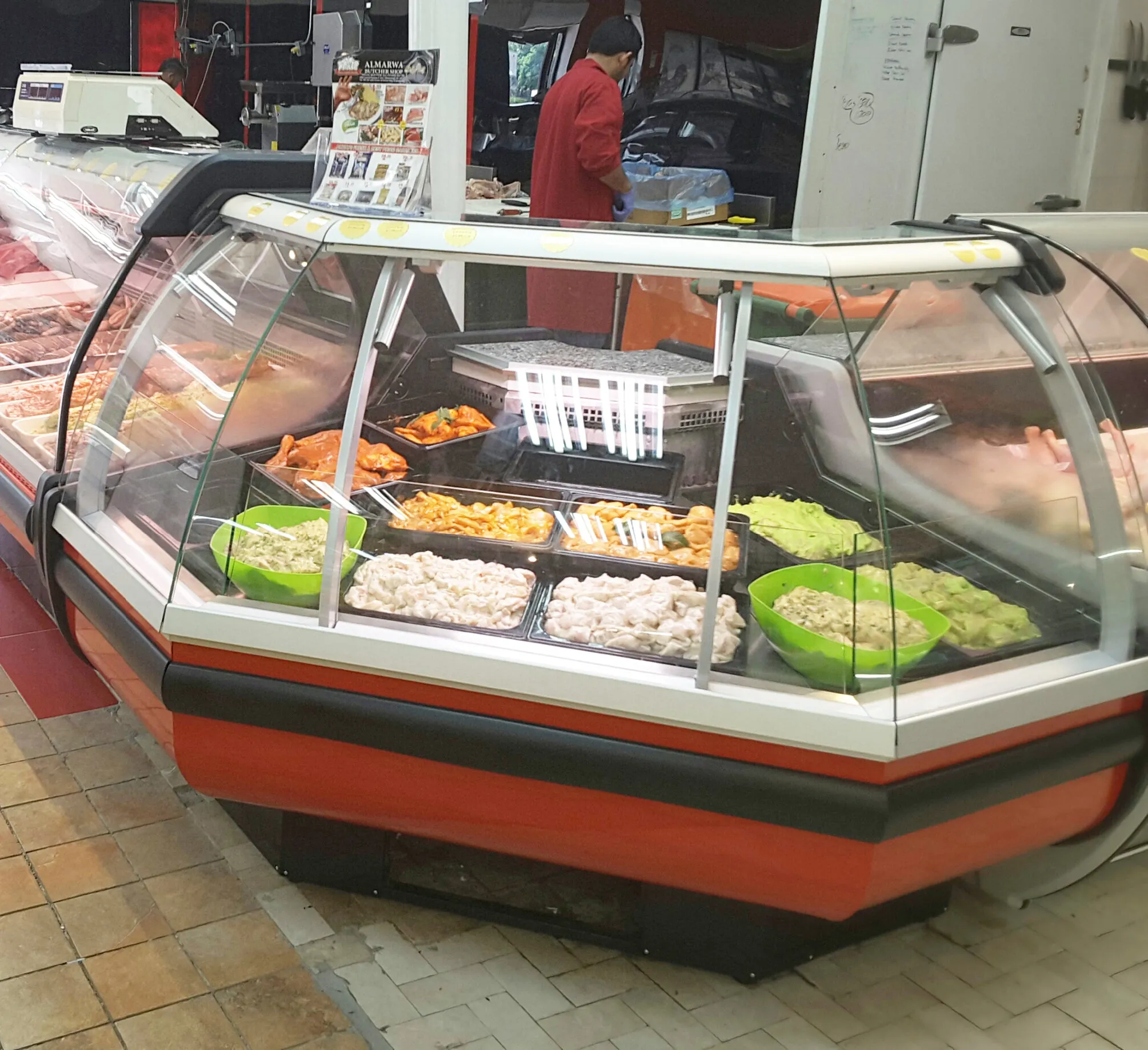 47"D Outside Corner Refrigerated Case, Lift-up Front Glass