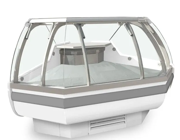 47"D Outside Corner Refrigerated Case, Lift-up Front Glass