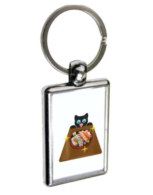 Anime Cat Loves Sushi Keychain Key Ring by TooLoud