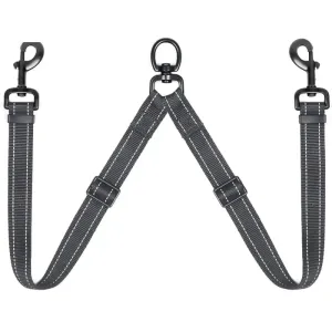 Dual Adjustable Length Lead Quality Reflective no Tangle Leash for Two Dogs
