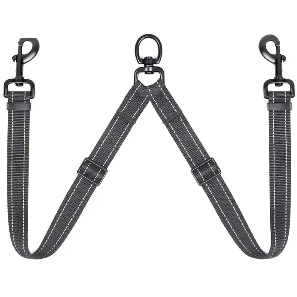 Dual Adjustable Length Lead Quality Reflective no Tangle Leash for Two Dogs