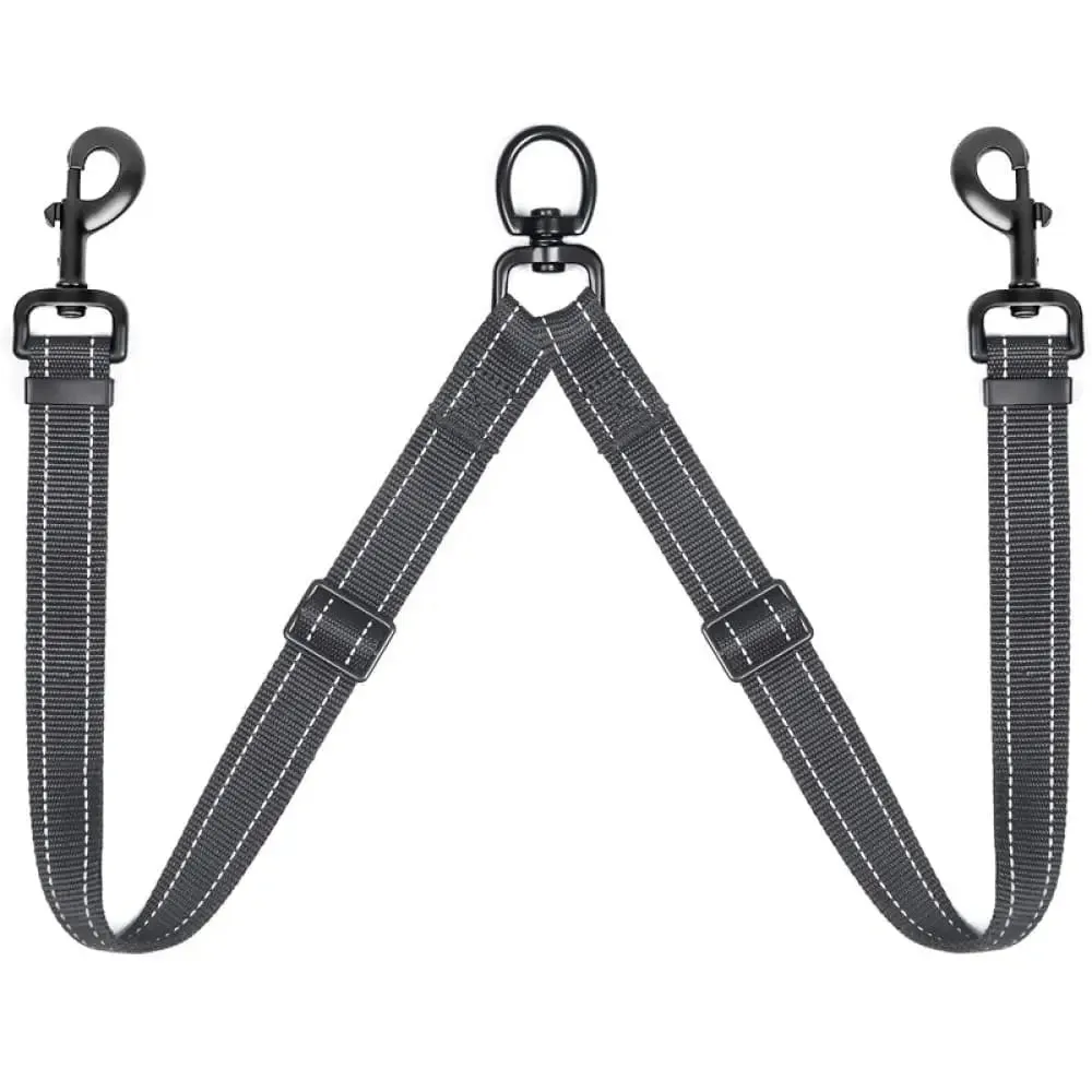Dual Adjustable Length Lead Quality Reflective no Tangle Leash for Two Dogs