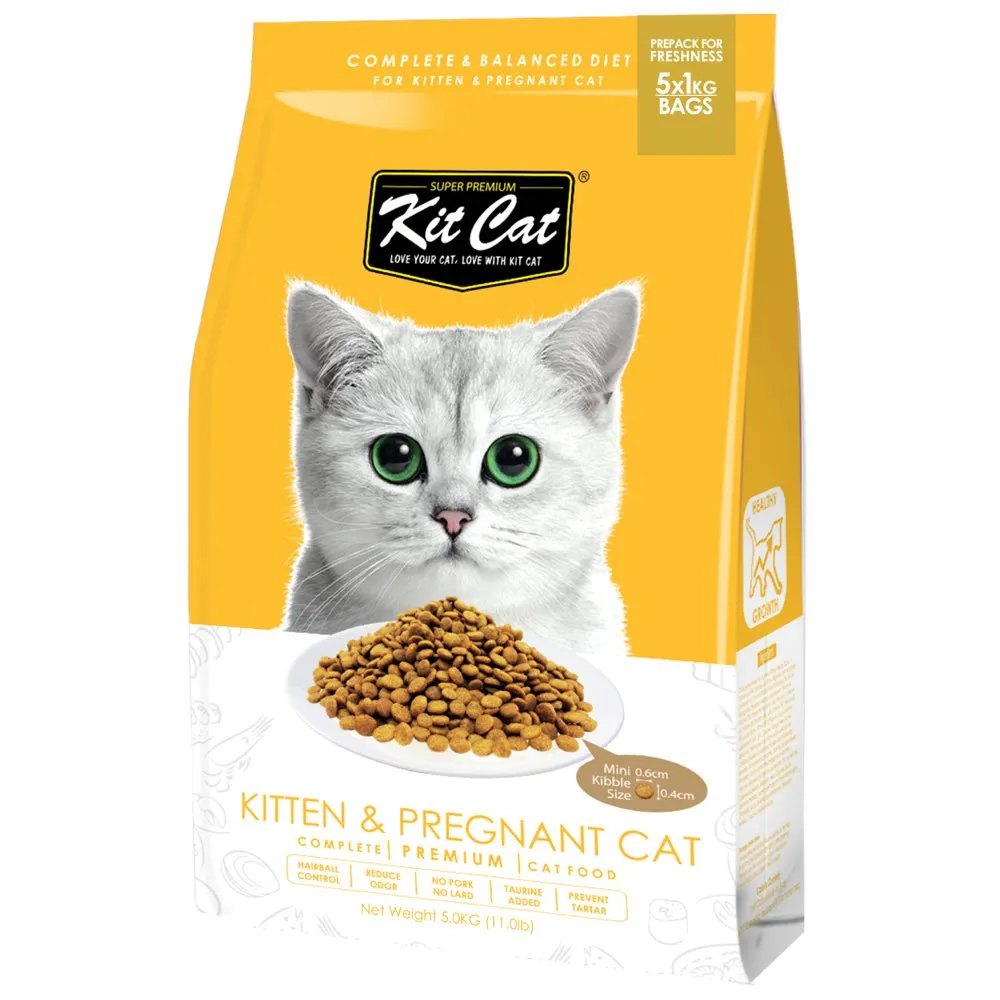 FREE TREATS w 1.2kg: Kit Cat Kitten & Pregnant Dry Cat Food