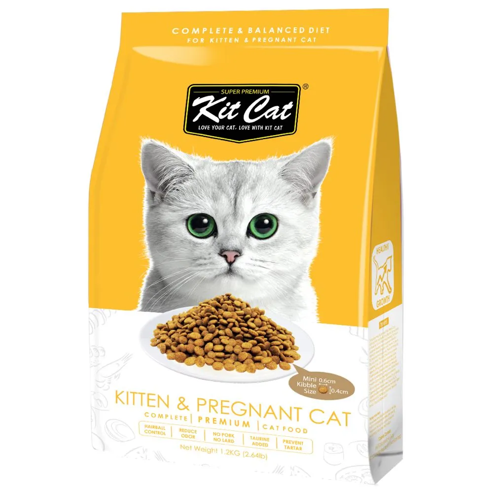 FREE TREATS w 1.2kg: Kit Cat Kitten & Pregnant Dry Cat Food