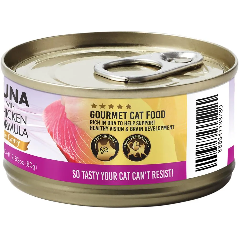 Fussie Cat Premium Tuna With Chicken In Gravy Grain-Free Canned Cat Food 80g
