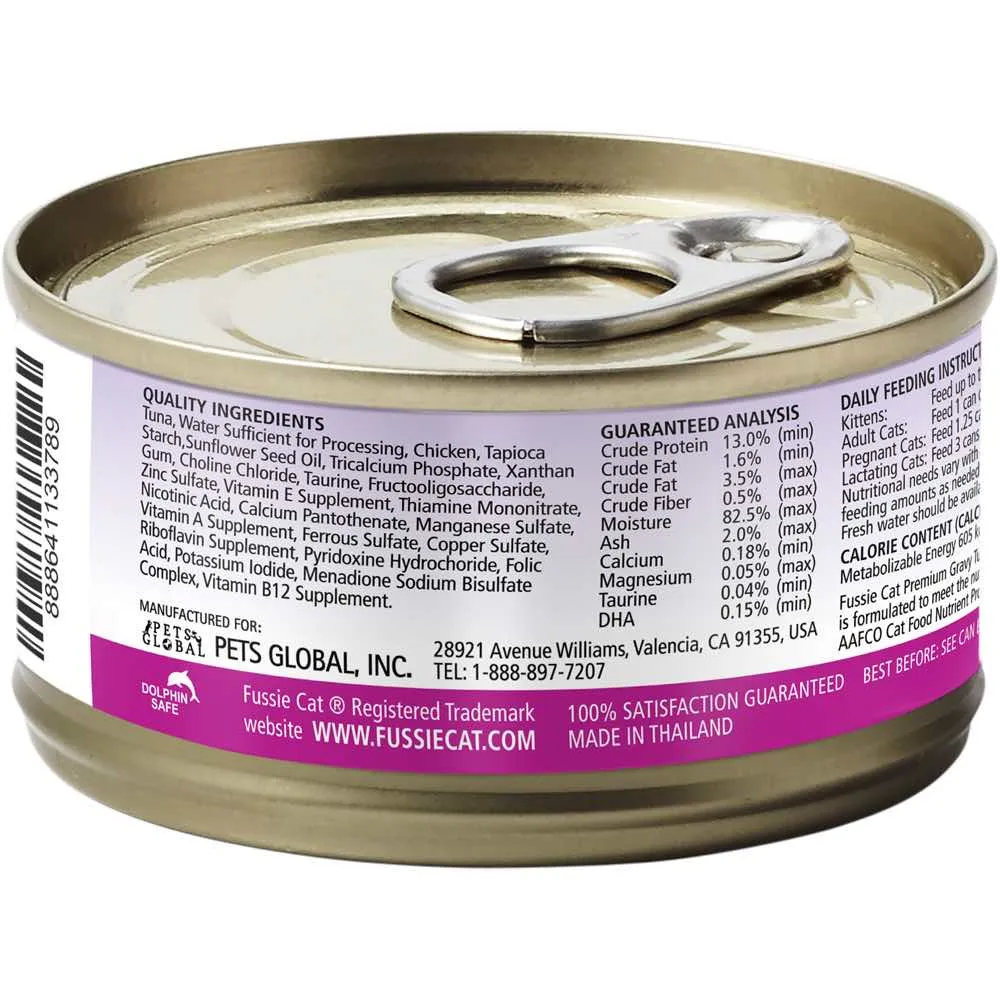 Fussie Cat Premium Tuna With Chicken In Gravy Grain-Free Canned Cat Food 80g