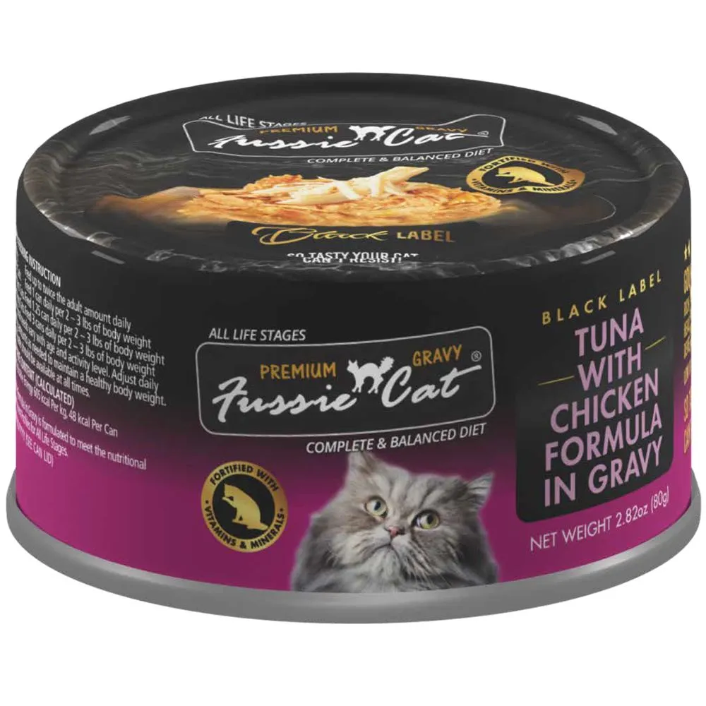 Fussie Cat Premium Tuna With Chicken In Gravy Grain-Free Canned Cat Food 80g