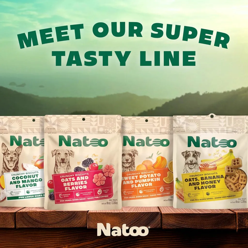 Natoo Crunchy Biscuits Sweet Potato & Pumpkin Flavor Dog Treats,  8-oz