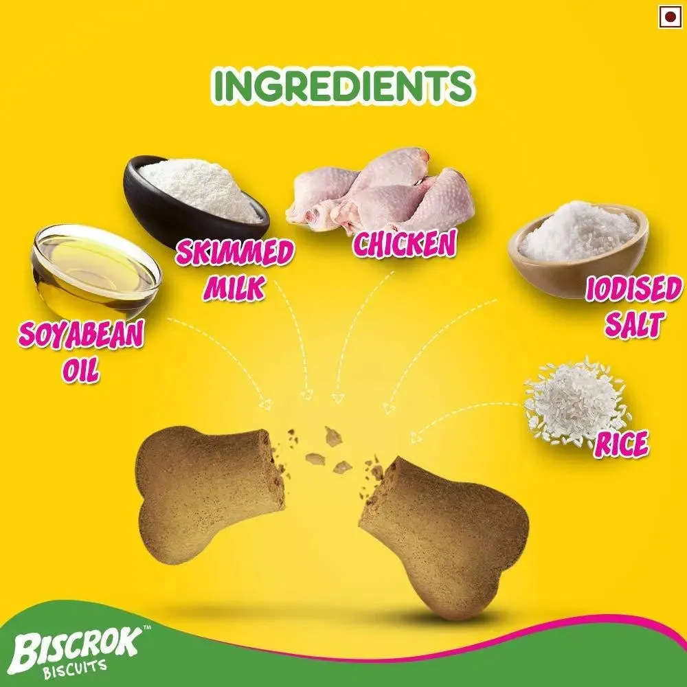 Pedigree Biscrok Biscuits Dog Treats (Above 4 Months), Milk and Chicken Flavor, 500g pack of 2