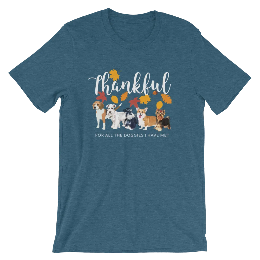 Thankful for All the Doggies Fall Autumn Short-Sleeve Unisex T-Shirt