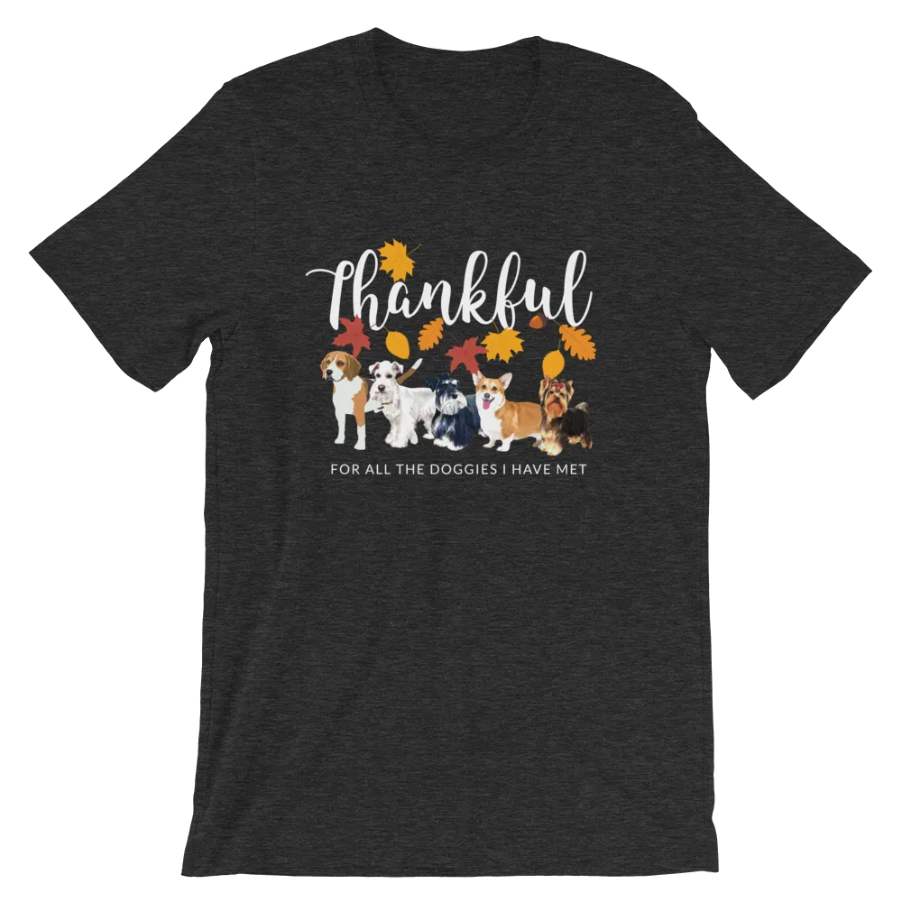 Thankful for All the Doggies Fall Autumn Short-Sleeve Unisex T-Shirt