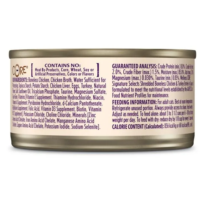 Wellness Core Signature Selects Shredded Chicken & Turkey Entrée in Sauce Wet Cat Food 79G